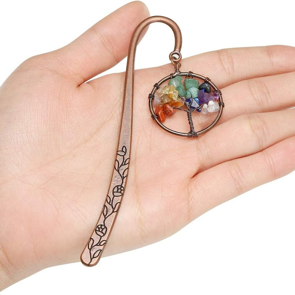 3pcs Antique Copper Metal Bookmark Beading Bookmarks with Handmade 7 Chakra Heal - Picture 5 of 7